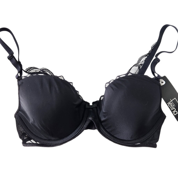 New Felina Peridot Demi Contour Bra 32D Black Underwire - Picture 1 of 3